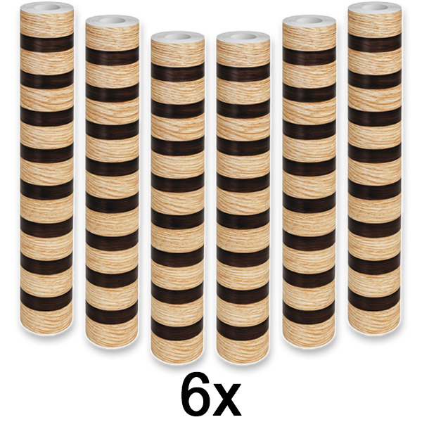 6x Sienas uzlīme ar koka efektu – 300 x 45 cm, PVC, pašlīmējoša | LINEWALL