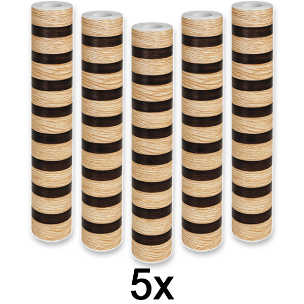 5x Sienas uzlīme ar koka efektu – 300 x 45 cm, PVC, pašlīmējoša | LINEWALL