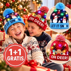 2x Ziemassvētku adīta cepure ar LED lampiņām | XBEANIE